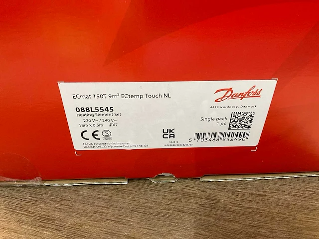 Danfoss efti 150/9 elektrische vloerverwarmingsset 9m² 1350 watt - afbeelding 9 van  9