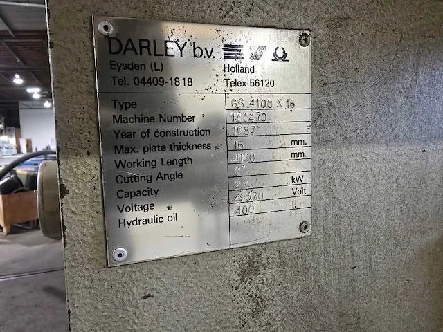 Darley - 1987 - gs 4100 x 16 - guillotineschaar - afbeelding 12 van  13