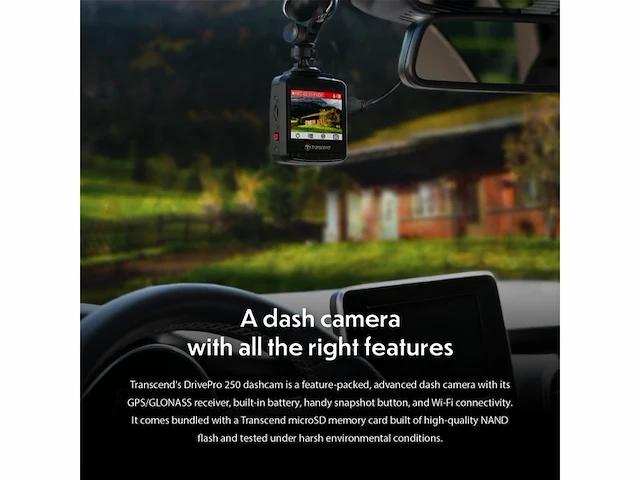 Dashcam transcend - drivepro 250 - 64gb - afbeelding 2 van  4
