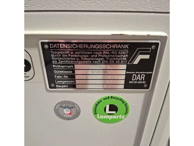 Data safe kluis, lampertz, dis-datasafe s, 2001 - afbeelding 2 van  11
