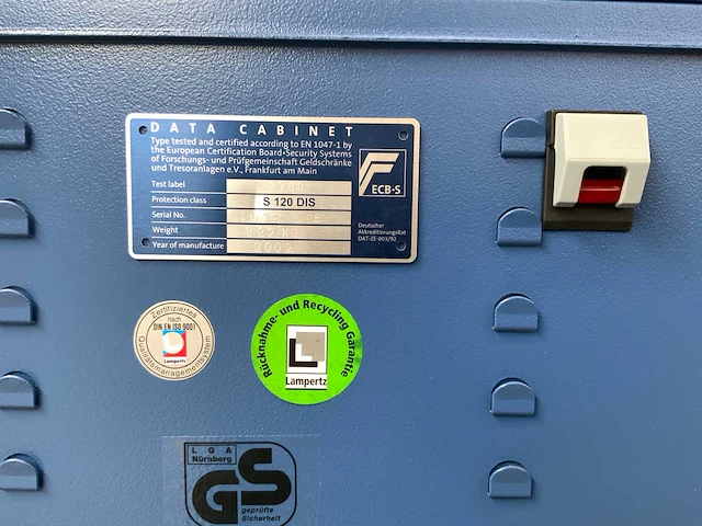 Datasafe lampertz s15 brandwerende kluis - afbeelding 7 van  15