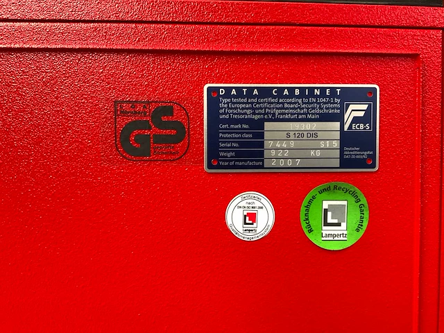 Datasafe lampertz s15 brandwerende kluis - afbeelding 6 van  14