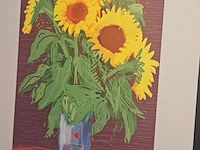 David hockney - 'sunflowers'- lithograaf - in nieuwe lijst - afbeelding 1 van  7