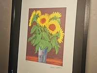 David hockney - 'sunflowers'- lithograaf - in nieuwe lijst - afbeelding 2 van  7