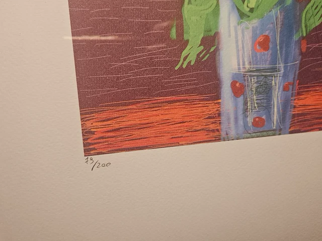 David hockney - 'sunflowers'- lithograaf - in nieuwe lijst - afbeelding 5 van  7