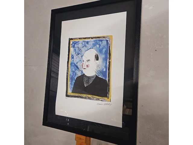 David hockney lithograaf - ''rolf nelson'' - in nieuwe lijst - afbeelding 1 van  7
