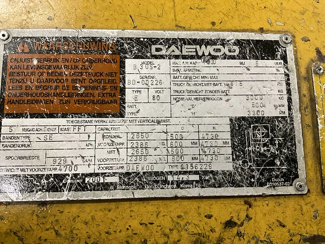 Deawoo b30s-2 vorkheftruck - afbeelding 9 van  17