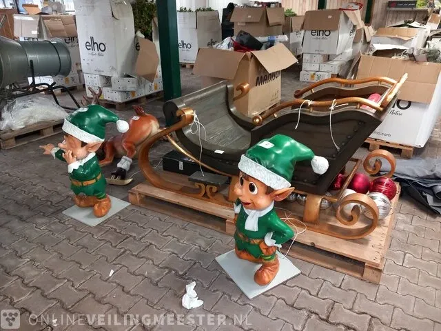 Decoratie arrenslee met 2x elf en rendier - afbeelding 9 van  16