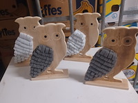 Decoratie uil op houten voet 4 pcs aantal 1 set. - afbeelding 2 van  3