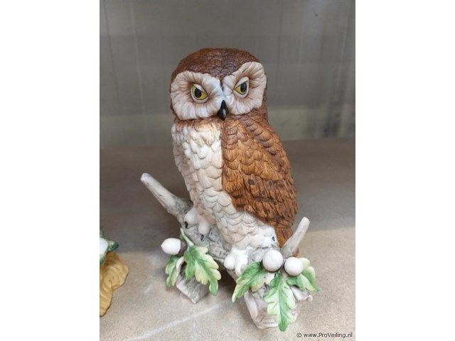 Decoratie uilen van porselein(steen) 2 stuks - afbeelding 3 van  6