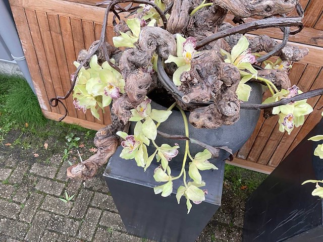 Decoratiebloempot op loden zuil (2x) - afbeelding 5 van  6