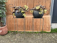 Decoratiebloempot op zuil (2x) - afbeelding 1 van  6