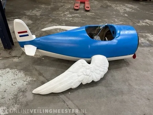 Decoratief vliegtuig, blauw/wit - afbeelding 4 van  10