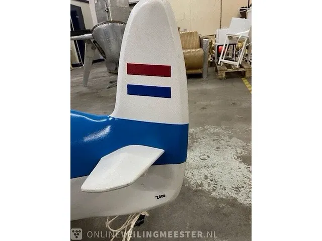 Decoratief vliegtuig, blauw/wit - afbeelding 7 van  10