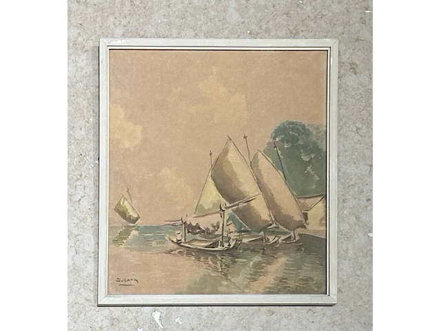 Dedy suratin (1900-1979) - aquarel vlerkprauwen , aquarel - afbeelding 2 van  3