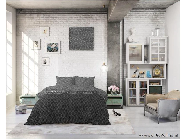 Dekbed overtrek authentic cheng antraciet 240x200cm - afbeelding 3 van  5