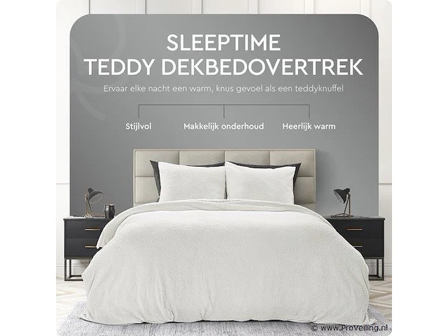 Dekbedovertrek teddy 200 x 220cm wit - afbeelding 3 van  6