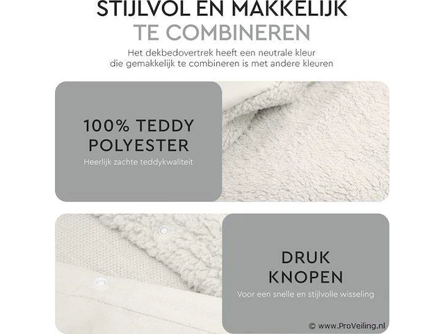 Dekbedovertrek teddy 200 x 220cm wit - afbeelding 6 van  6