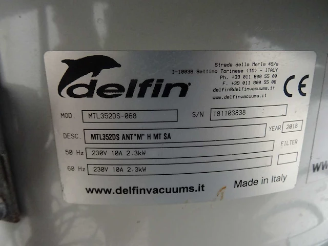 Delfin - 2018 - mtl352ds-068 - industriële stofzuiger - afbeelding 5 van  5