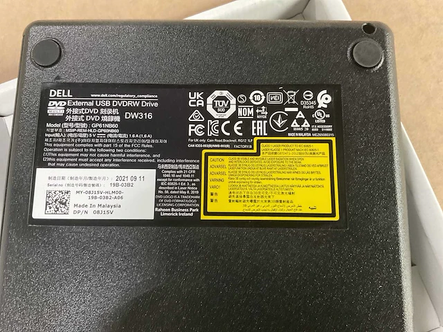 Dell dw316 externel usb dvdrw drive (10x) - afbeelding 3 van  7