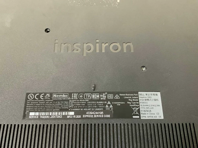 Dell inspiron 3593 15,5 inch, core (tm) i5 10e generatie, 8 gb ram, geen hdd-laptop - afbeelding 7 van  8