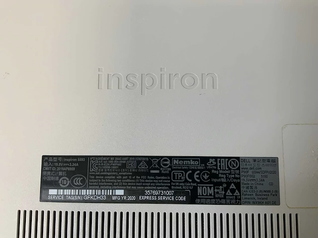 Dell inspiron 5593 15,5", core(tm) i5 10e generatie, 16 gb ram, 512 gb nvme, nvidia geforce mx230 2 gb laptop - afbeelding 7 van  7