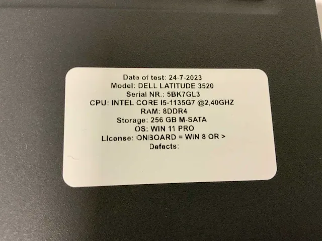 Dell latitude 3520 (i5-gen11) laptop - afbeelding 8 van  8