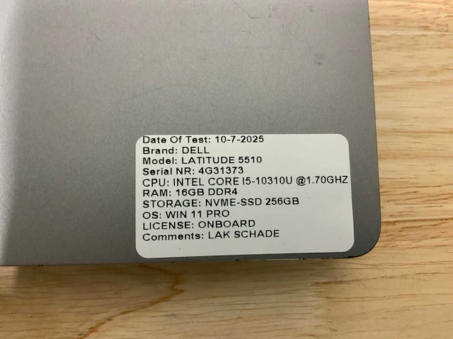 Dell latitude 5510 laptop (2x) - afbeelding 11 van  12