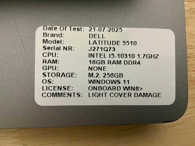 Dell latitude 5510 laptop (2x) - afbeelding 9 van  10