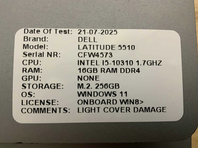 Dell latitude 5510 laptop (2x) - afbeelding 10 van  10