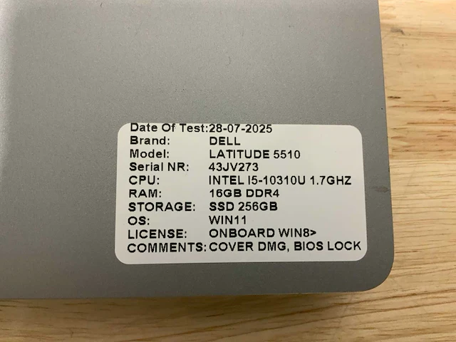 Dell latitude 5510 laptop - afbeelding 7 van  9