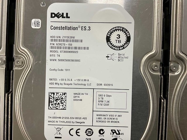 Dell (md3460/e08j) 54 x 3 tb sas(st3000nm0023) - 6x 3 tb sas(st33000650ss) disk array enclosure - afbeelding 4 van  16