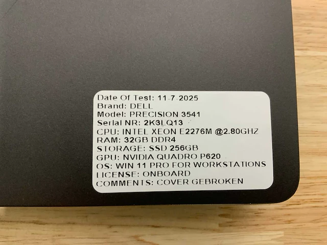 Dell precision 3541(xeon) laptop - afbeelding 7 van  9