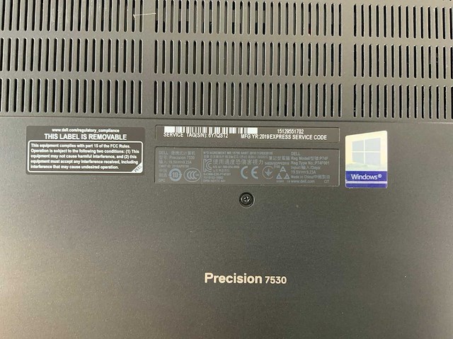 Dell precision 7530 15.5", core(tm) i7 8th gen, 64 gb ram, no hdd, nvidia quadro p2000 mobile 4 gb laptop - afbeelding 7 van  7