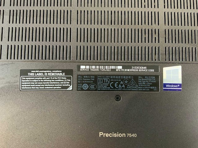 Dell precision 7540 15.5", core(tm) i7 9th gen, 64 gb ram, no hdd, nvidia quadro t2000 mobile 4 gb laptop - afbeelding 7 van  7