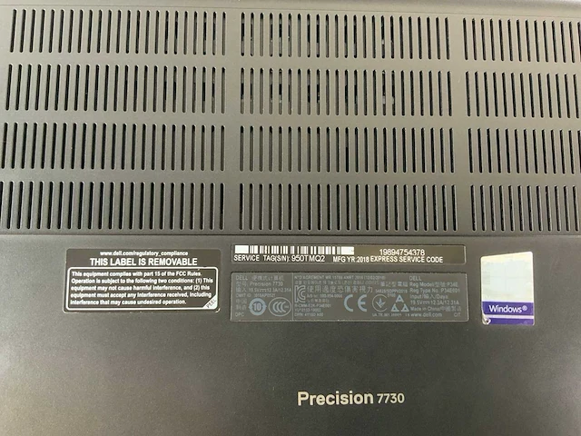 Dell precision 7730 18", core(tm) i7 8th gen, 64 gb ram, no hdd, nvidia quadro p5200 mobile 16 gb laptop - afbeelding 6 van  6