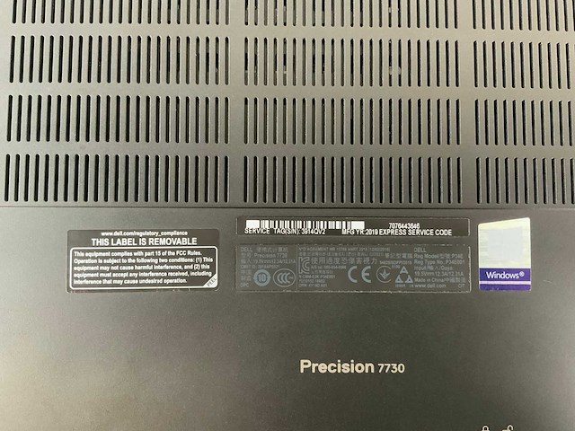 Dell precision 7730 18", core(tm) i7 8th gen, 64 gb ram, no hdd, nvidia quadro p5200 mobile 16 gb laptop - afbeelding 7 van  7