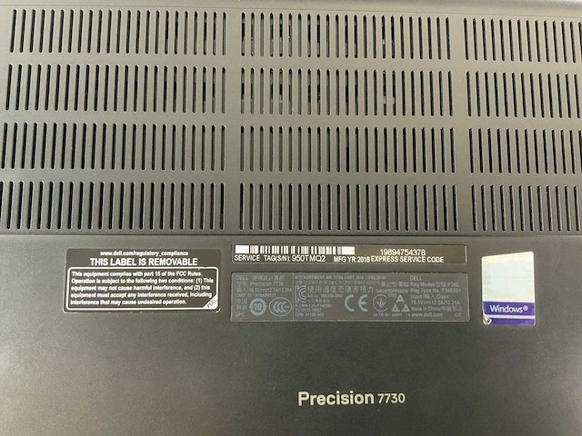 Dell precision 7730 18", core(tm) i7 8th gen, 64 gb ram, no hdd, nvidia quadro p5200 mobile 16 gb laptop - afbeelding 7 van  7