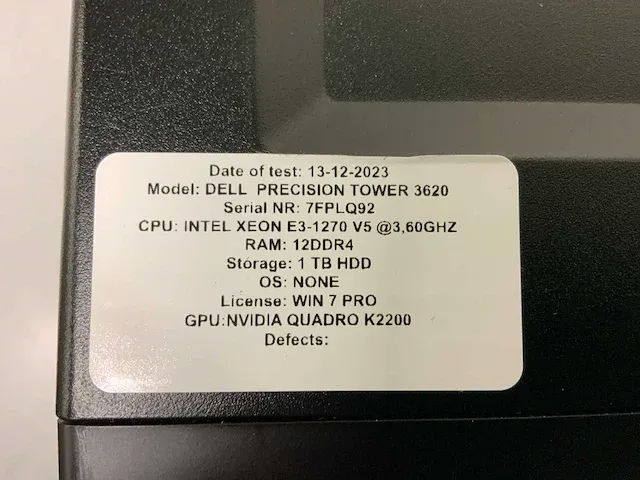 Dell precision tower 3620 desktop - afbeelding 5 van  5