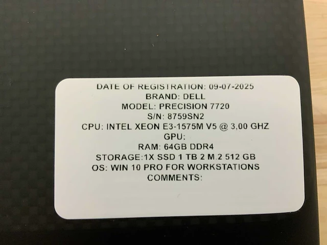 Dell precision workstation(xeon) laptop - afbeelding 7 van  8