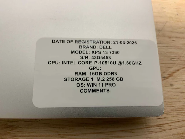 Dell xps 13 7390(i7-gen10) laptop - afbeelding 7 van  9