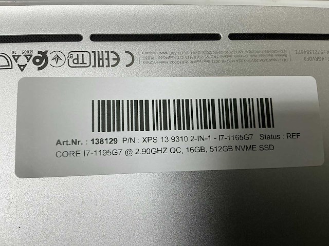 Dell xps 13 9310 2-in-1 - i7-1165g7 laptop - afbeelding 3 van  4