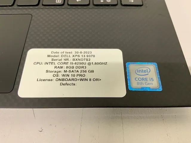 Dell xps 13 9370 laptop - afbeelding 9 van  9
