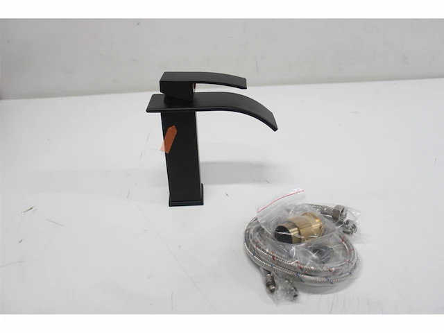 Delta faucet moderne badkamerkraan met een gat afvoermontage zwart - afbeelding 4 van  5