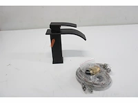 Delta faucet moderne badkamerkraan met een gat afvoermontage zwart - afbeelding 4 van  5