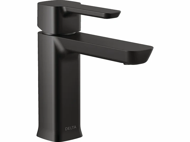 Delta faucet moderne badkamerkraan met een gat zwarte badkamerkraan afvoermontage 10 gpm zwart - afbeelding 1 van  4