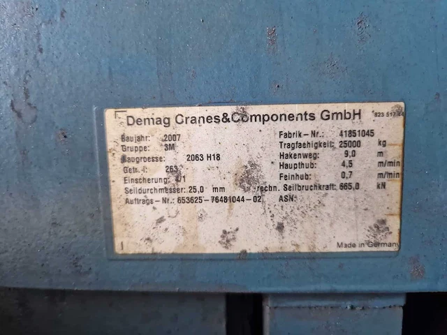 Demag - 2007 - dubbelligger - bovenloopkraan 25t - afbeelding 6 van  6