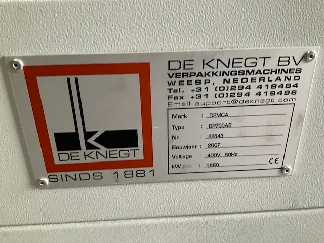 Demca de knegt dp700as folieverpakkingsmachine - afbeelding 13 van  13