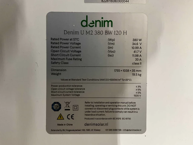 Denim u m2 380 bw 120 h zonnepaneel (9x) - afbeelding 5 van  5