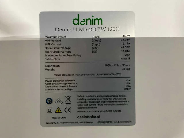 Denim u m3-460bw-120h 460w zonnepaneel (36x) - afbeelding 4 van  4